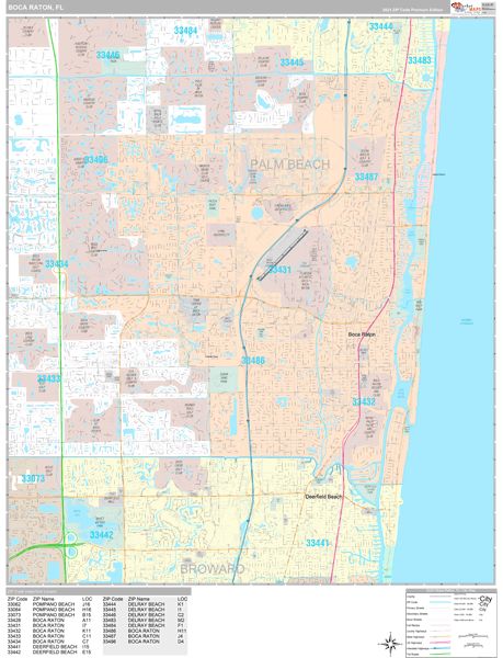 Boca Raton, FL Wall Map